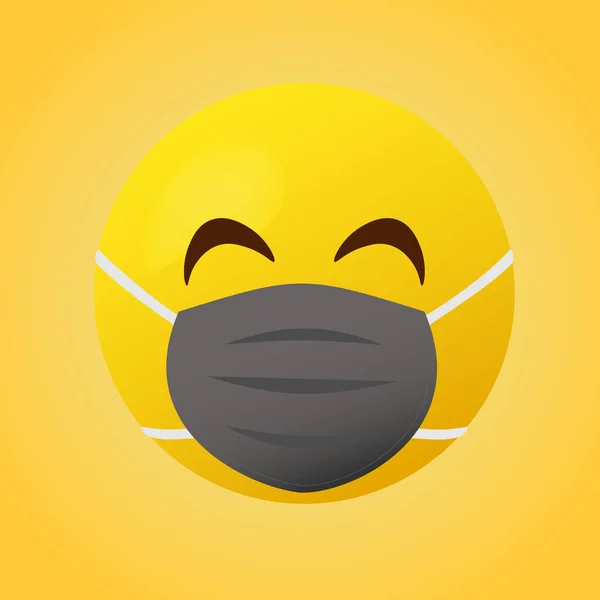 Emoticon Μάσκα Στόματος Κίτρινο Πρόσωπο Μάτια Που Φορούν Λευκή Χειρουργική — Διανυσματικό Αρχείο