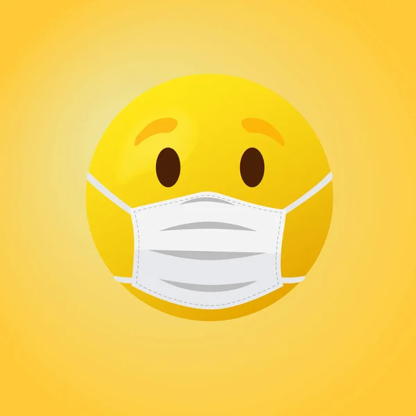 Emoticon Con Maschera Bocca Viso Giallo Con Occhi Che Indossano — Vettoriale Stock