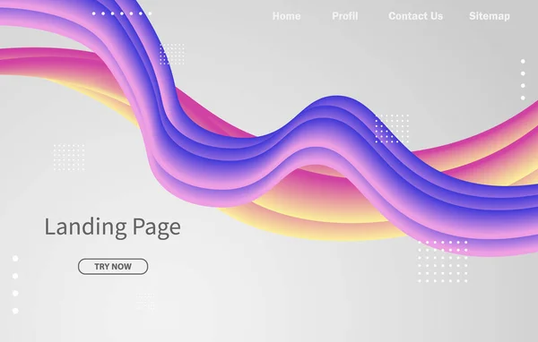 Abstrakte Flüssige Gradienten Wellen Landing Page Oder Web Template Hintergrund — Stockvektor