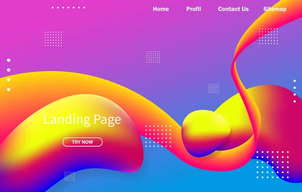 Abstrakte Flüssige Gradienten Wellen Landing Page Oder Web Template Hintergrund — Stockvektor