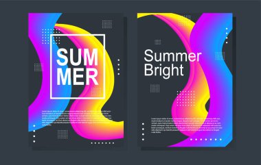 Parlak yaz partisi posteri. Kulüp gece vektör şablonu. Soyut gradyanlar müzik arkaplanı dalgaları