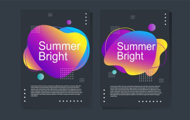 Parlak yaz partisi posteri renkli sıvı formda. Gece kulübü ilanı. Soyut gradyanlar, sıvı şekiller, kapak için şablon arka planlar, broşür.