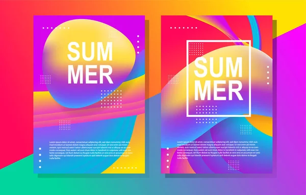 Summer Bright Party Poster Club Night Vector Template Abstract Gradients — Stock Vector