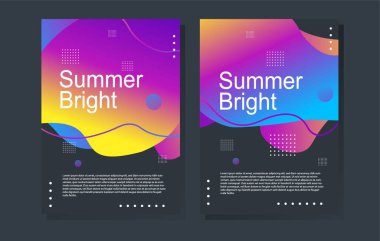Parlak yaz partisi posteri renkli sıvı formda. Gece kulübü ilanı. Soyut gradyanlar, sıvı şekiller, kapak için şablon arka planlar, broşür.