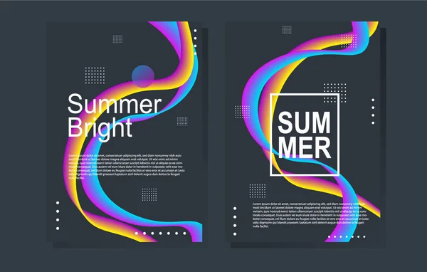 Affiche Fête Lumineuse Été Avec Forme Liquide Colorée Flyer Nuit — Image vectorielle
