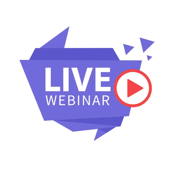 Live Webinar Button, simge, amblem etiketi Vektör illüstrasyon düz çizgi rozet ve afiş, kaydırma, çıkartma, kurdele, embem, poster.