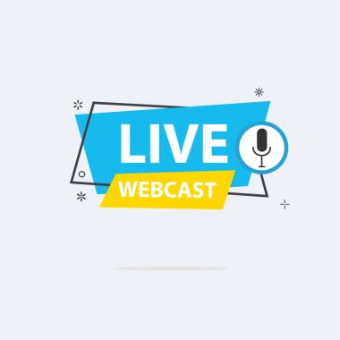Live Webinar Button, simge, amblem etiketi Vektör illüstrasyon düz çizgi rozet ve afiş, kaydırma, çıkartma, kurdele, embem, arkaplan, poster.
