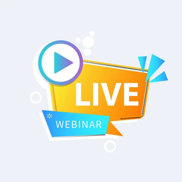 Live Webinar Button, simge, amblem etiketi gradyan vektör çizimi düz çizgi rozet ve pankart, kaydırma, çıkartma, kurdele, embem, poster.