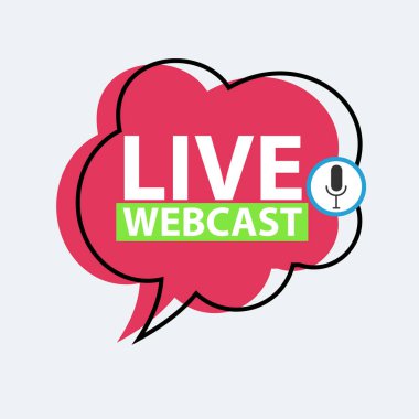 Live Webinar Button, simge, amblem etiketi gradyan vektör çizimi düz çizgi rozet ve pankart, kaydırma, çıkartma, kurdele, embem, poster.