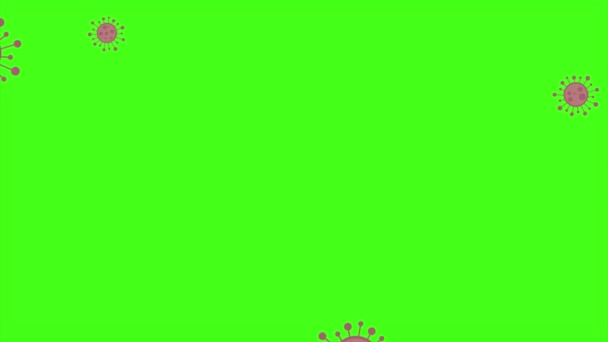 Проста Рендерингова Анімація Фіолетово Рожеві Коронавірусні Клітини Протікають Зеленому Тлі — стокове відео