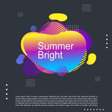 Parlak yaz partisi posteri renkli sıvı formda. Gece kulübü ilanı. Soyut gradyanlar sıvı dinamik şekiller kapak, satış, afiş için şablon arka planları.