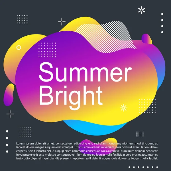 Καλοκαίρι Φωτεινό Κόμμα Αφίσα Πολύχρωμο Υγρό Μορφή Νυχτερινό Φυλλάδιο Αφηρημένα — Διανυσματικό Αρχείο