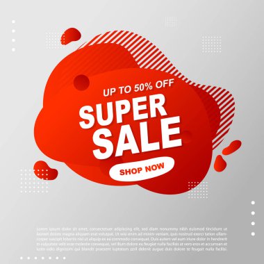 Süper Satış Sıvısı, Sıvı Gradyan Bayrak Şablonu Tasarımı. Süper Satış promosyonu için kullanabilirsin. Reklam ilanları, indirimli afişler.