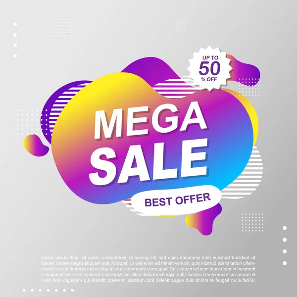 Mega Satış Sıvısı Sıvı Gradyan Bayrak Şablonu Tasarımı Mega Sale — Stok Vektör