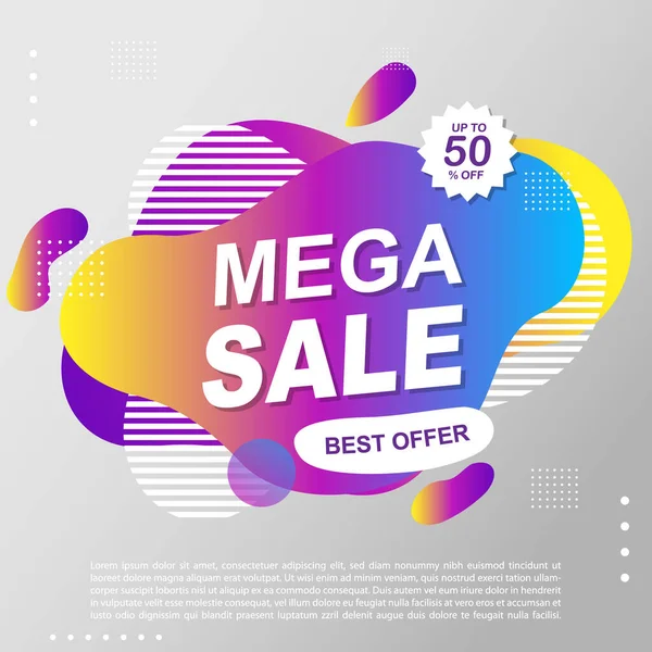 Mega Satış Sıvısı Sıvı Gradyan Bayrak Şablonu Tasarımı Mega Sale — Stok Vektör