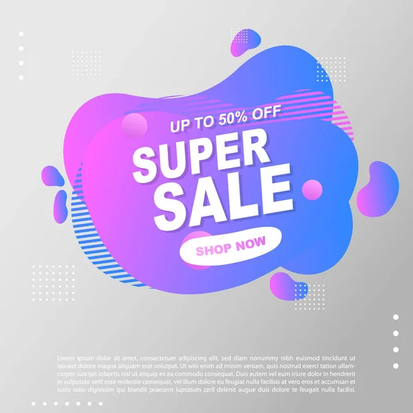 Super Sale Fluido Gradiente Líquido Banner Template Design Você Pode — Vetor de Stock