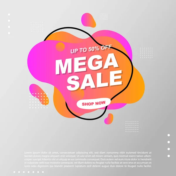 Mega Satış Sıvısı Sıvı Gradyan Bayrak Şablonu Tasarımı Mega Sale — Stok Vektör