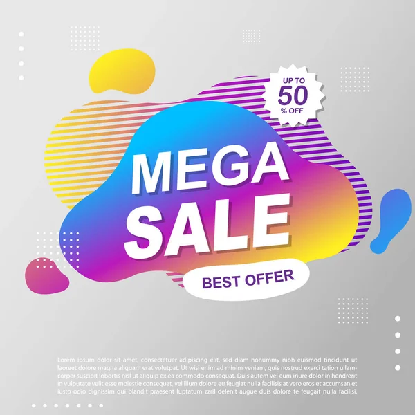 Mega Satış Sıvısı Sıvı Gradyan Bayrak Şablonu Tasarımı Mega Sale — Stok Vektör