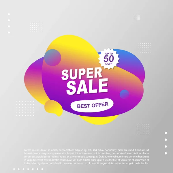 Super Sale Folyadék Folyékony Gradiens Banner Sablon Tervezés Használhatod Super — Stock Vector