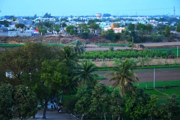 City View Landscape View Blue Sky Evening Farms View — 스톡 사진