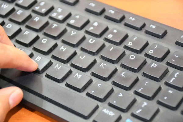 Клавіатура Використання Офісі Бізнес Друк Клавіатура Столі Чорна Клавіатура — стокове фото