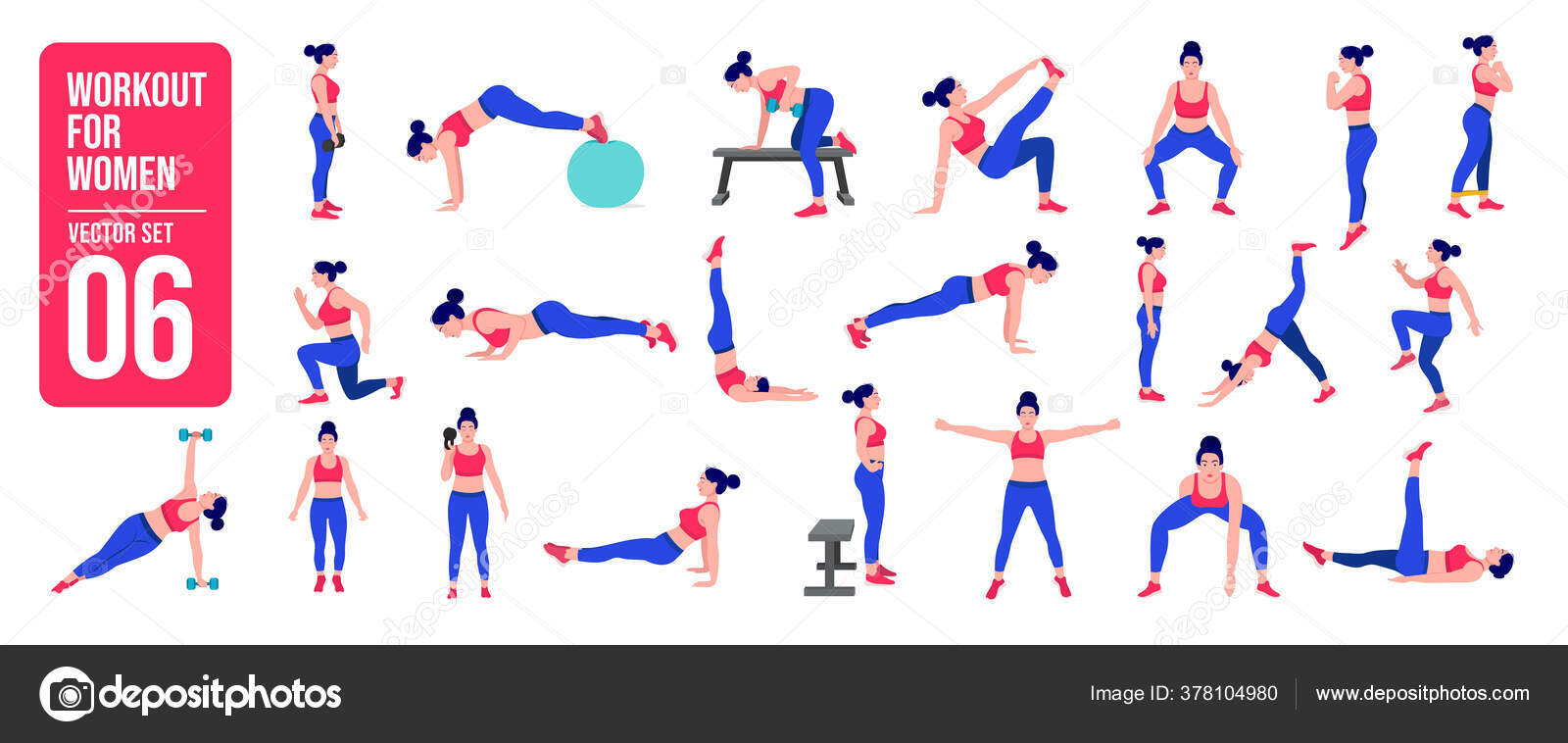 Workout Girl Set Woman Doing Fitness Yoga Exercises Lunges Squats Stock  Vector by ©vipicreate@gmail.com 378104980