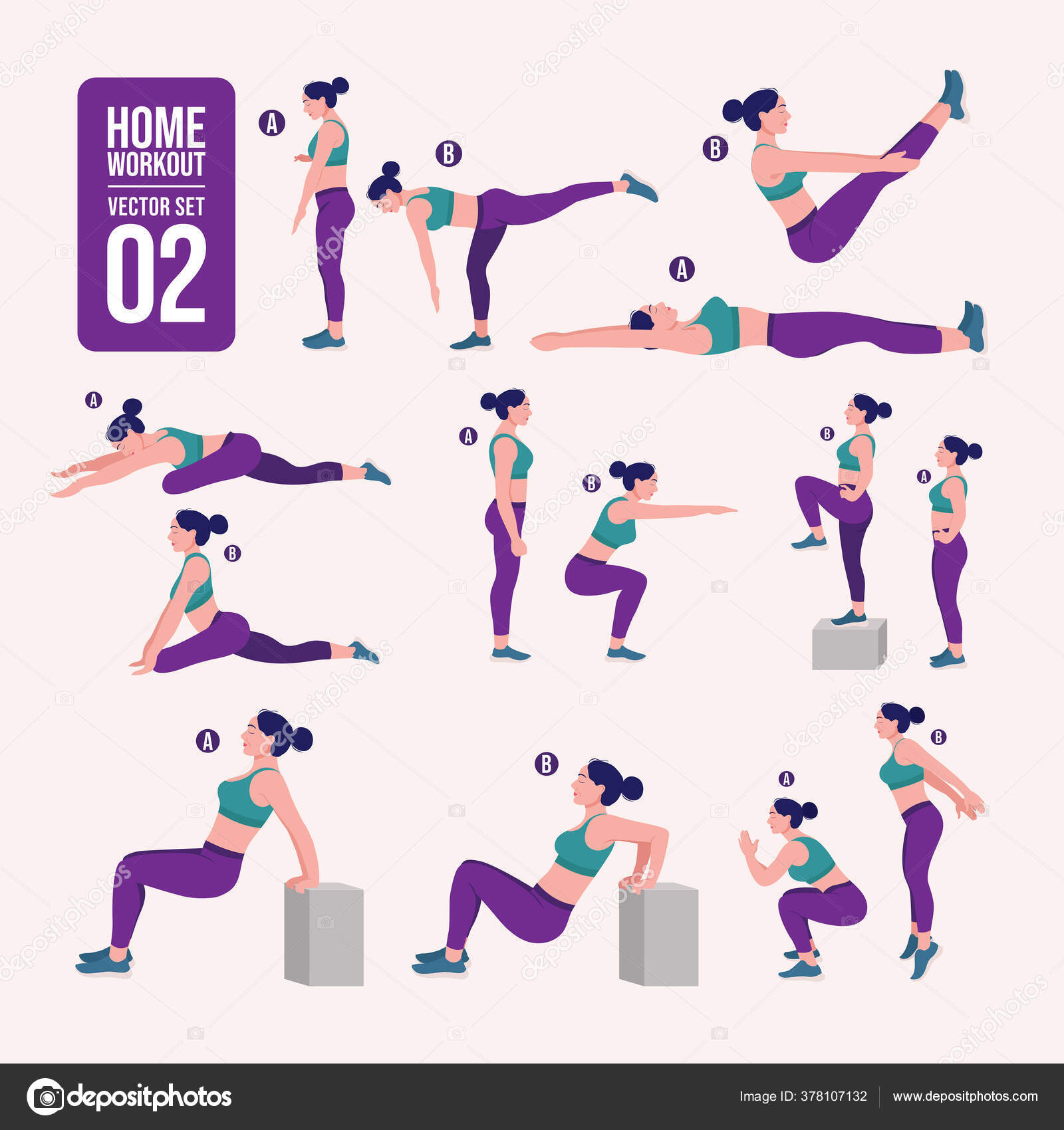 Home Workout Set Set Sport Exercises Exercises Free Weight Illustration  Stock Vector by ©vipicreate@gmail.com 378107132