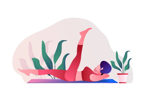 Poster Créatif Conception Bannière Avec Illustration Femme Faisant Yoga Pour — Image vectorielle