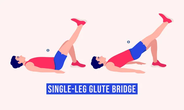 Mannen Doen Single Leg Glute Bridge Oefening Mannen Workout Fitness — Stockvector