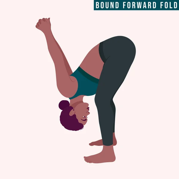 Νεαρή Γυναίκα Που Εξασκείται Στο Bound Forward Fold Marichyasana Yoga — Διανυσματικό Αρχείο