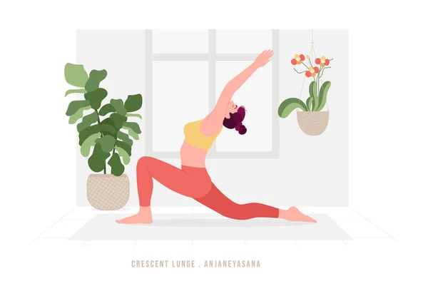 Poster Creativo Banner Design Con Illustrazione Donna Che Yoga Celebrazione — Vettoriale Stock