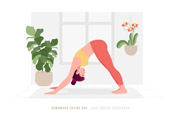 Diseño Creativo Póster Pancarta Con Ilustración Mujer Haciendo Yoga Para — Archivo Imágenes Vectoriales