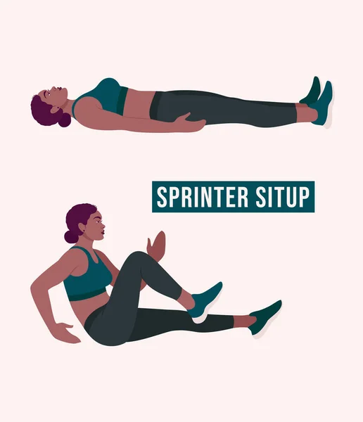 Sprinter Situp Training Women Workout Fitness Aerobic Und Übungen Vektorillustration — Stockvektor