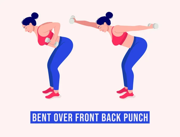 Bent Front Back Punch Übung Women Workout Fitness Aerobic Und — Stockvektor