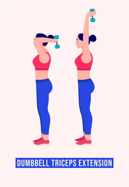 Dumbbell Triceps Επέκταση Άσκησης Γυμναστική Γυναίκα Αερόβια Και Ασκήσεις Εικονογράφηση — Διανυσματικό Αρχείο