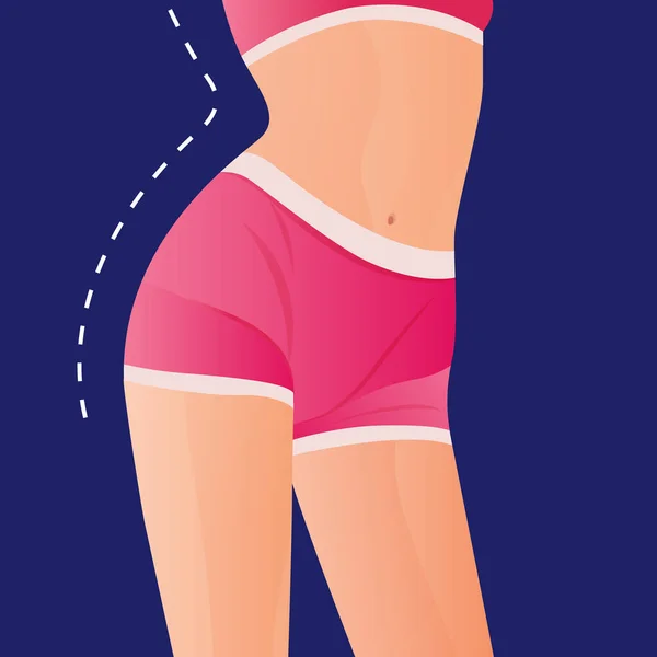 Perfekt Schlank Durchtrainierter Junger Körper Des Mädchens Sportliche Frau Sportbekleidung — Stockvektor