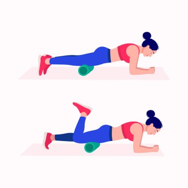 Köpük Pateni Egzersizi. Kadınlar egzersiz vektörü kümesi. Kadınlar köpük pateniyle spor yapıyor ve yoga yapıyor.. 