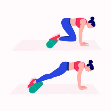 Köpük Pateni Egzersizi. Kadınlar egzersiz vektörü kümesi. Kadınlar köpük pateniyle spor yapıyor ve yoga yapıyor.. 