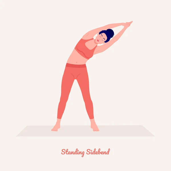 Stående Sidebend Ung Kvinna Som Utövar Yoga Poserar Kvinna Träning — Stock vektor