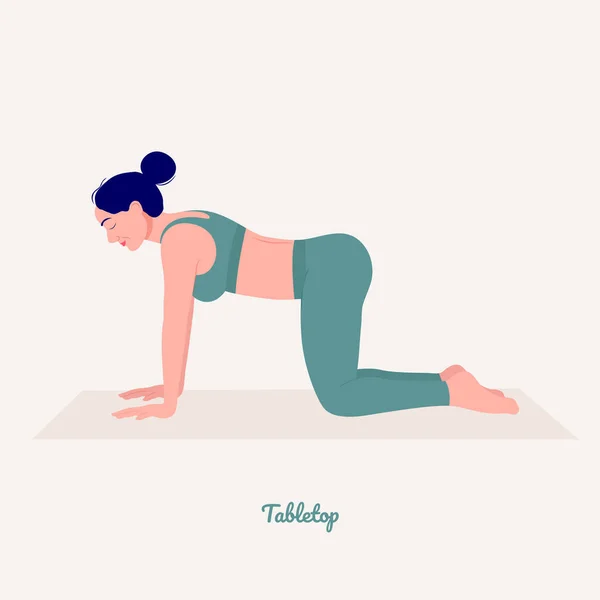 Sur Table Jeune Femme Pratiquant Pose Yoga Entraînement Femme Fitness — Image vectorielle