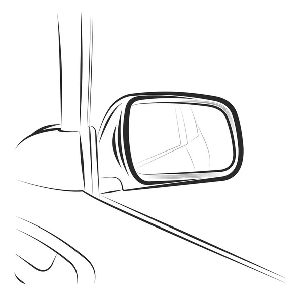 Vektor Illustration Rückspiegel Auto Auf Weißem Hintergrund — Stockvektor