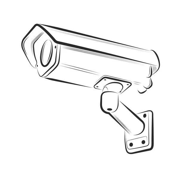 Vector Illustration Security Camera White Background — Stock Vector