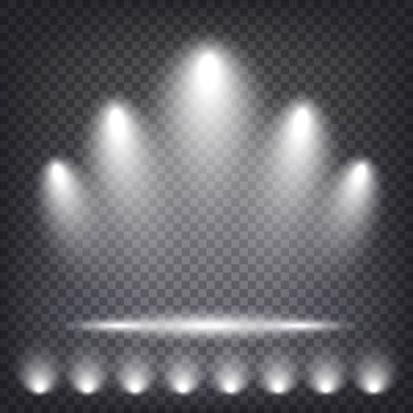 Sahne podyum şeffaf arka plan ışık ile aydınlatılmış. Sahne vektör zemin. Vektör çizim