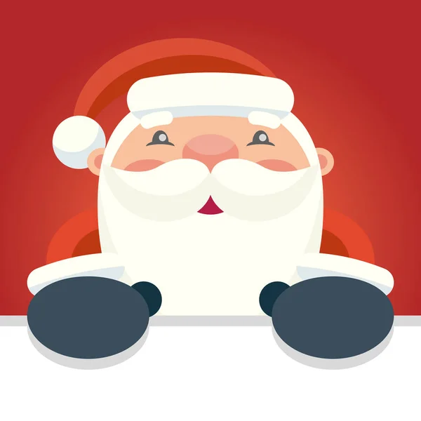 Feliz Santa Claus sostiene un cartel. Dibujos animados ilustración vectorial — Vector de stock