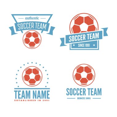 Futbol ve futbol kulübü Logo vektör şablon tasarım kümesi kümesi