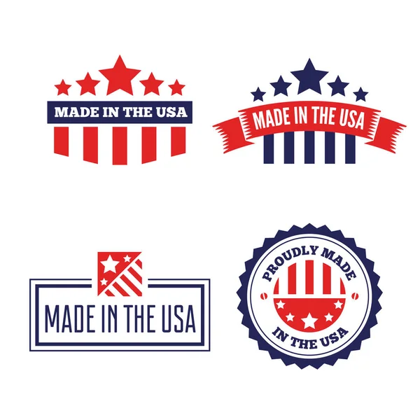Conjunto de etiquetas, logotipos, insignias y letreros Vector hechos en Estados Unidos — Vector de stock