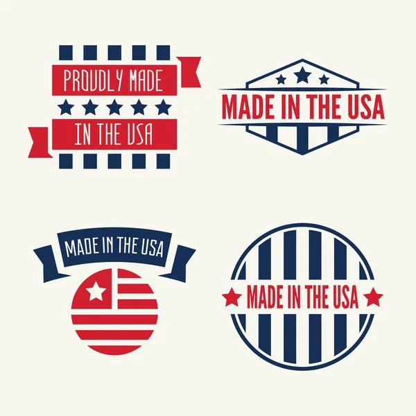 Set of Vector labels, logo, badges and signs made in USA — Stock Vector