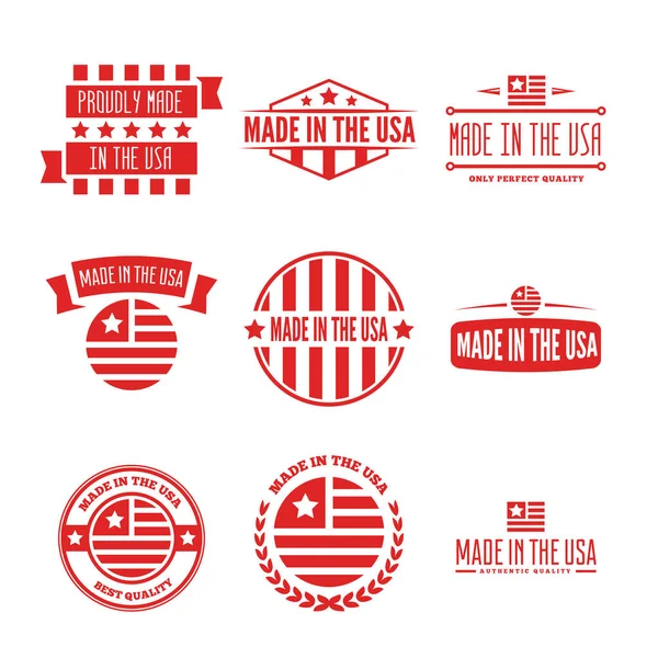 Conjunto de etiquetas, logotipos, insignias y letreros Vector hechos en Estados Unidos — Vector de stock