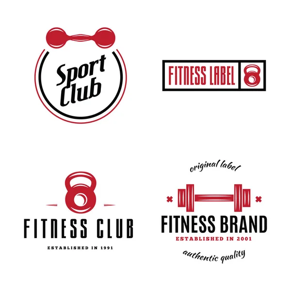 Set van fitness emblemen, borden, labels, badges, emblemen en ontworpen elementen. — Stockvector