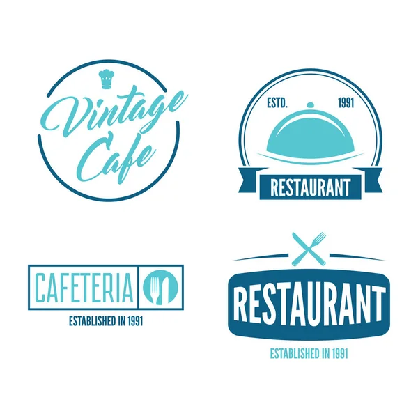 餐厅徽标, 徽章和标签设计元素设置复古风格 — 图库矢量图片